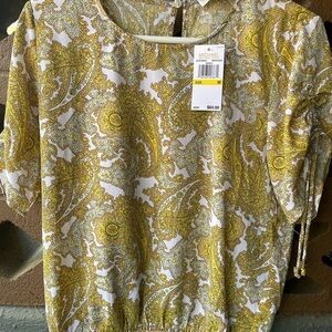 Michael Kors Yellow Gold Ruched Blouse